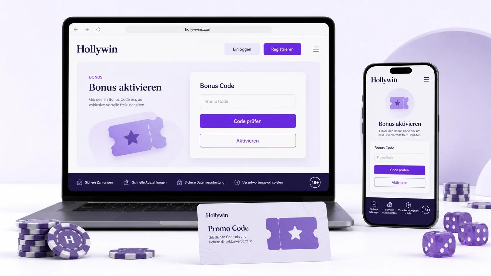 Hollywin Casino Bonus Code und Promo Code